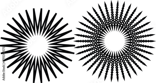 Abstract geometric radial spiky starburst shape pattern Vector