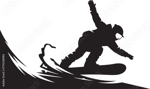 Snowboarder Silhouette Mid Air Jump Action snowboarding