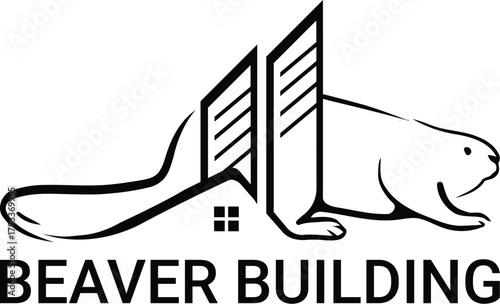 Beaver with building logo