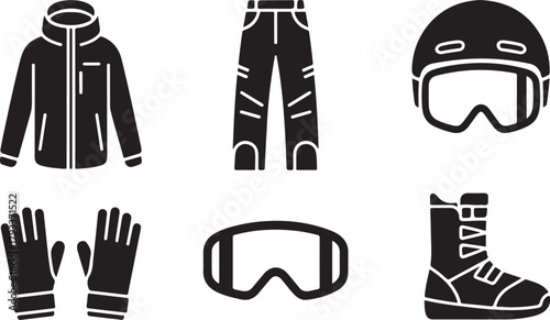 Winter Sports Equipment and Apparel Icons clothing