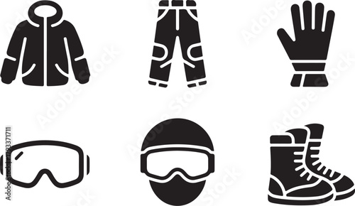 Winter Sports Equipment Icons On White Background pants