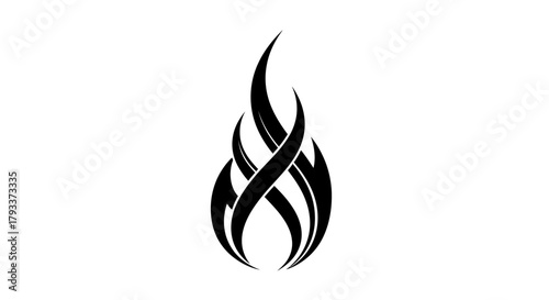 Photos Abstract intertwined flame design in black and white evoking tribal artistry and