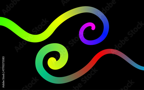 Abstract, Creative and Unique Gradient Lines on Black Background