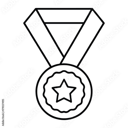 Medal Outline Vector Icon for Academic Award and Achievement Design