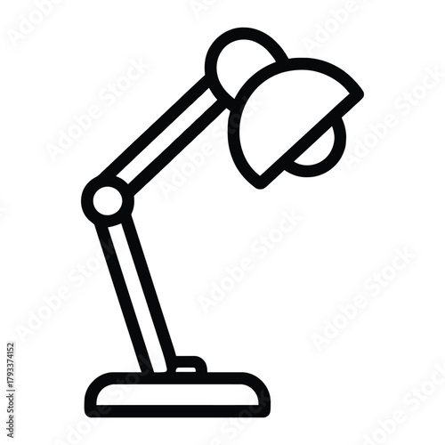 Desk Lamp Outline Vector Icon for Study Light and Productivity Design