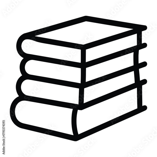 Stack of Books Outline Vector Icon for Reading, Study, and Library Concept