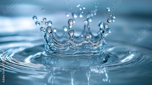 Droplet water crown splash formation high-speed macro photography liquid dynamics crystal clear surface tension physics natural phenomenon commercial