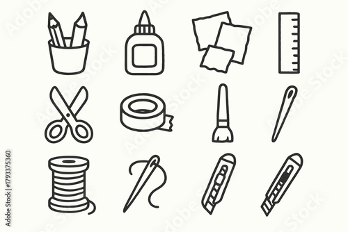 Brush tool tools spool scissors cutter craft bottle thread icons scraps icon