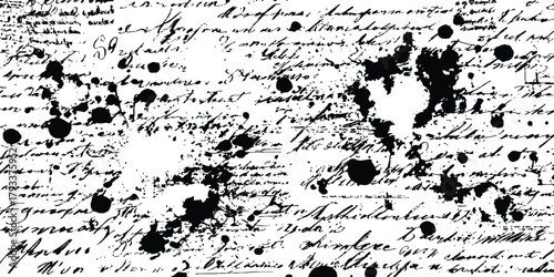  Black and white handwriting texture background. Hand-written letter, black on white and on a paper background.  