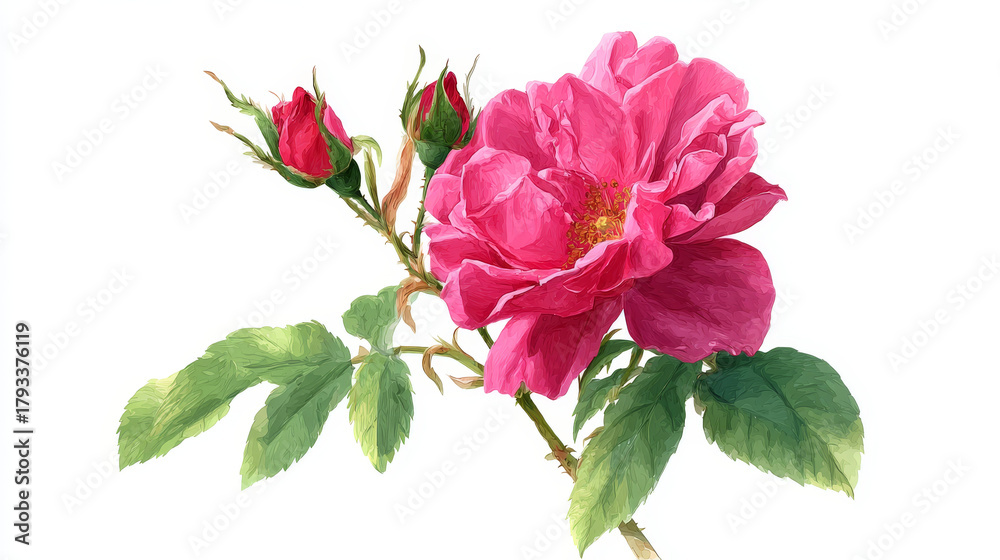 Fototapeta premium “Redoubt Rosa centifolia flower vector illustration, stock image.”
