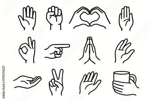 Icon heart peace icons gesture hands open palm hand vector gestures