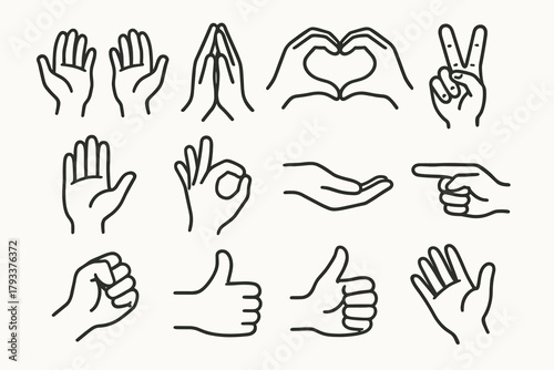 Ok up waving vector palm gesture praying pointing open icon expressive hand