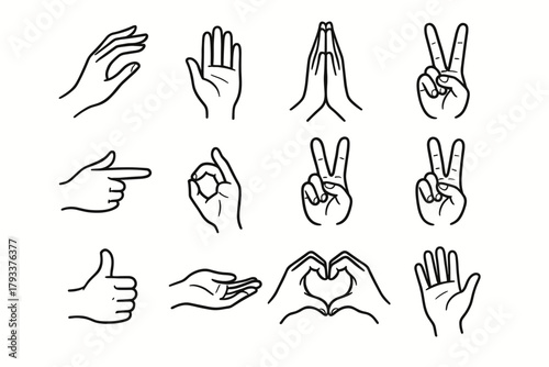Palm ok vector thumbs cupped poses hand elegant pointing gesture icon icons