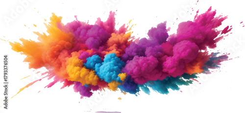 Abstract watercolor paint splash design with colorful ink stains on white paper background