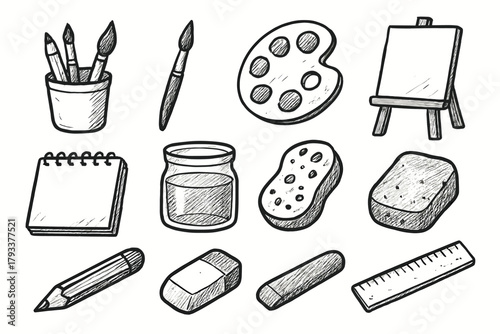 Icon ruler sketchbook creative icons palette tools jar workspace vector eraser sponge