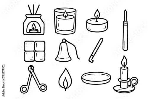 Holder candle tray home icon flame lighter glass tealight trimmer icons decor