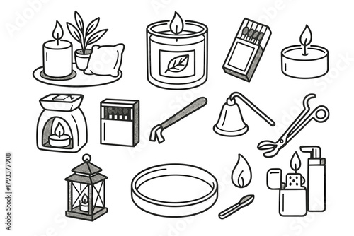 Melt candle icon matchbox decor scented corner icons vector relaxation tealight lantern
