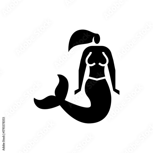 mermaid glyph icon. mermaid illustration.