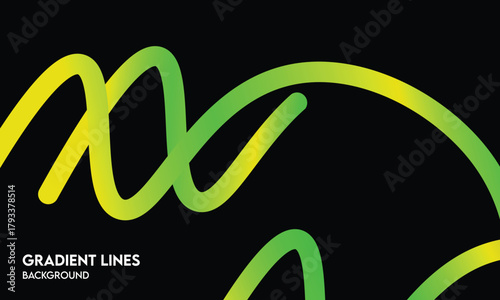 Green Yellow Gradient Lines – Abstract Flowing Curves on Black Background