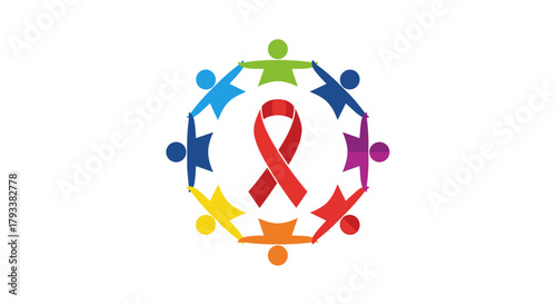 Diverse community unites around red ribbon symbol for awareness and support in vital health campaign