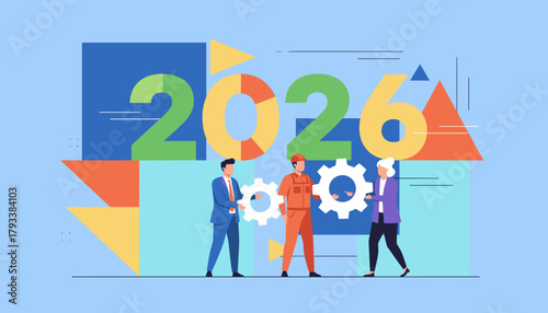 Business team collaboration building the future success for the year 2026