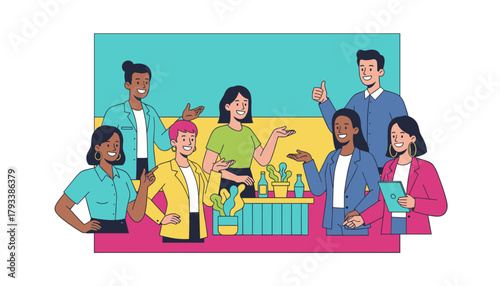 Diverse team smiling and collaborating Professional business people communication and cooperation