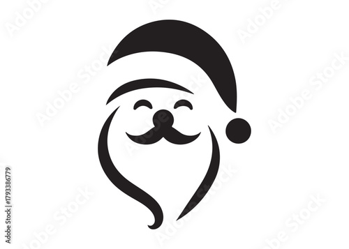 santa face logo silhouette vector, christmas santa face silhouette vector illustration, black santa face vector silhouette, santa claus face logo silhouettes vector on a white background
