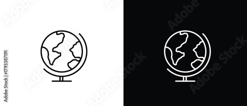 Globe icon. Editable Education Line Icon. Modern thin line style vector illustration for education icon. Transparent and black background. Editable stroke.