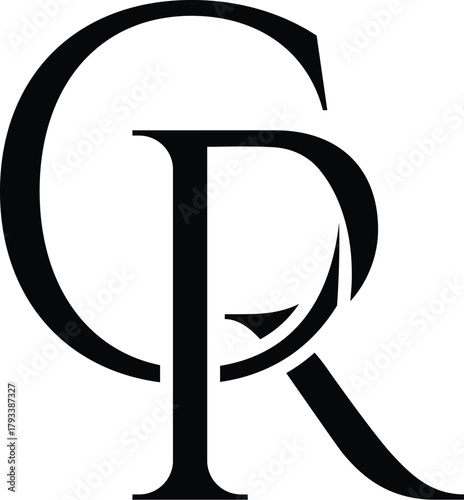 Alphabet CR illustration monogram vector logo template