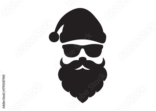 santa face logo silhouette vector, christmas santa face silhouette vector illustration, black santa face vector silhouette, santa claus face logo silhouettes vector on a white background
