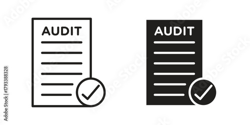 Audit report icon in trendy flat style design. Vector graphic illustration.