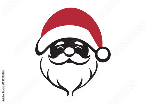 santa face logo silhouette vector, christmas santa face silhouette vector illustration, black santa face vector silhouette, santa claus face logo silhouettes vector on a white background