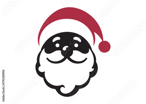santa face logo silhouette vector, christmas santa face silhouette vector illustration, black santa face vector silhouette, santa claus face logo silhouettes vector on a white background