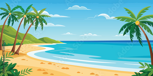 tropical beach with palm trees