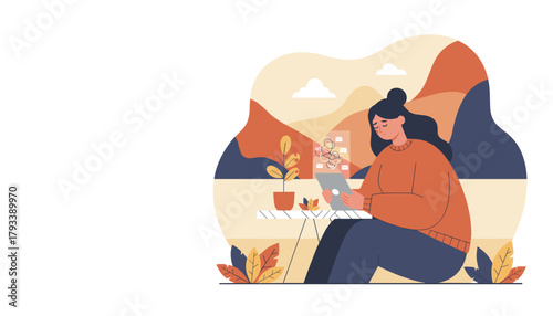 Digital overload Stressed woman receiving too many emails on a tablet