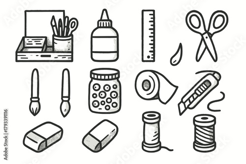 Paper corner craft crafting tools icon vector jar icons ruler beads bottle