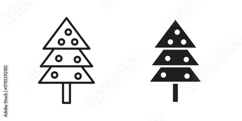 Christmas tree icon in trendy flat style design. Vector graphic illustration.