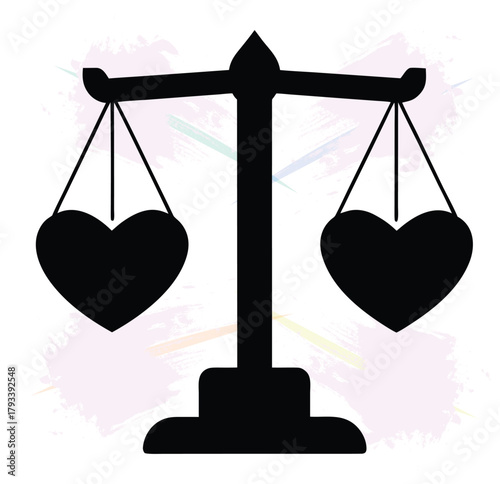 Balancing love a symbolic representation with heart shapes on weighing scales for equilibrium and relationships