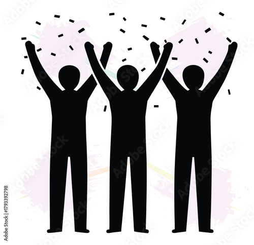 Celebrating Success Teamwork and Achievement A Group of People Raising Their Hands in Joyful Celebration