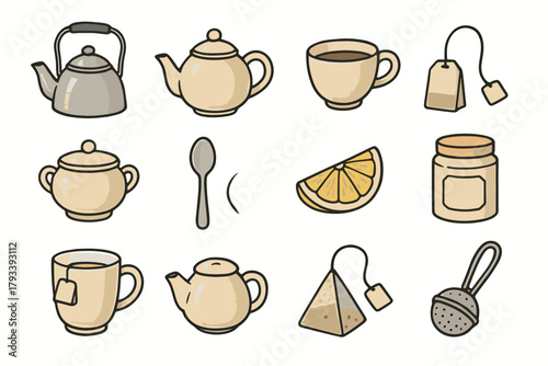 Scissors icons bottle soil tea vector watering ceramic gardening icon bag creative