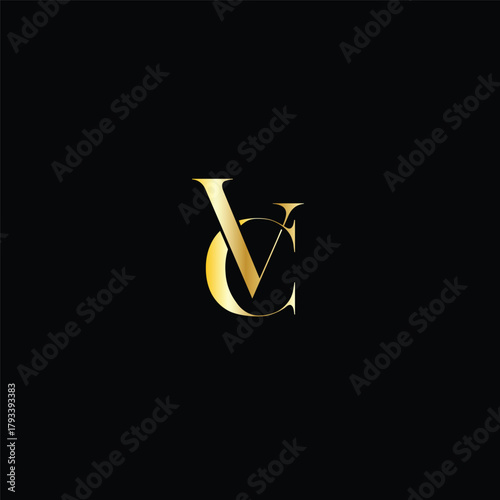 Alphabet CV or VC illustration monogram vector logo template