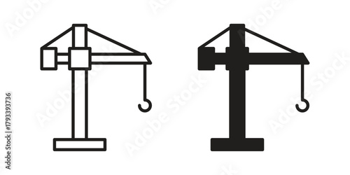 Construction crane icon in trendy flat style design. Vector graphic illustration.
