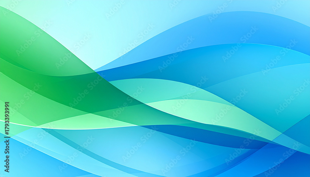 Obraz premium Abstract background, blue and green transparent layers, illustration. AI