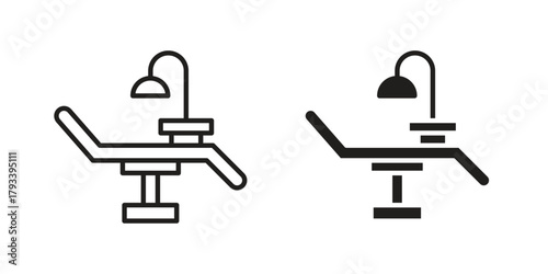 Dentist chair icon in trendy flat style design. Vector graphic illustration.