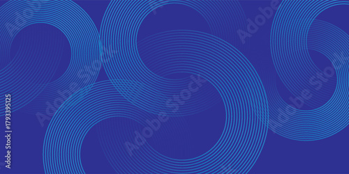 Abstract dark blue gradient background with glowing skin blue geometric circle lines design background vector illustration.