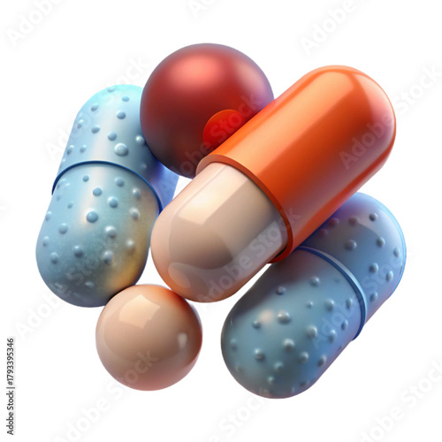 pills on white background