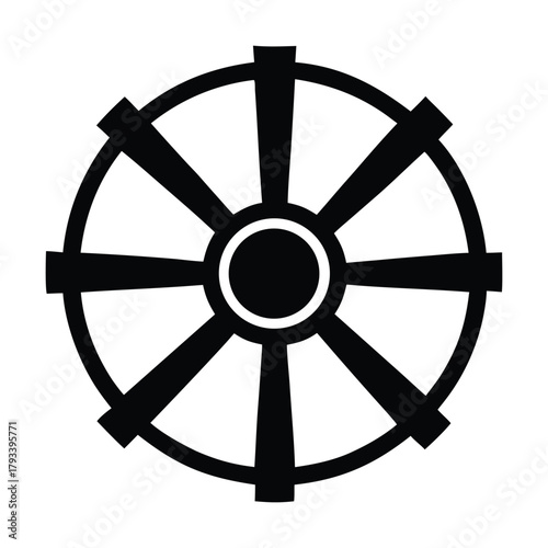 Wooden ship wheel vector illustration of a nautical helm for sea navigation and steering control