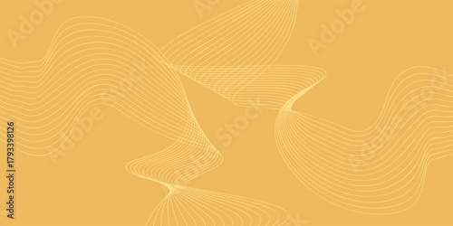 Abstract background with lines and waves. Medium banner size. Element for design isolated. Vector background for brochure, booklet, flyer, poster. Orange and yellow gradient