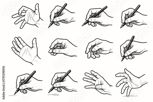 Hand icon pen icons drawing support grip wrist vector hold hands loose