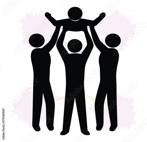 United Group of People Demonstrating Family Support and Teamwork